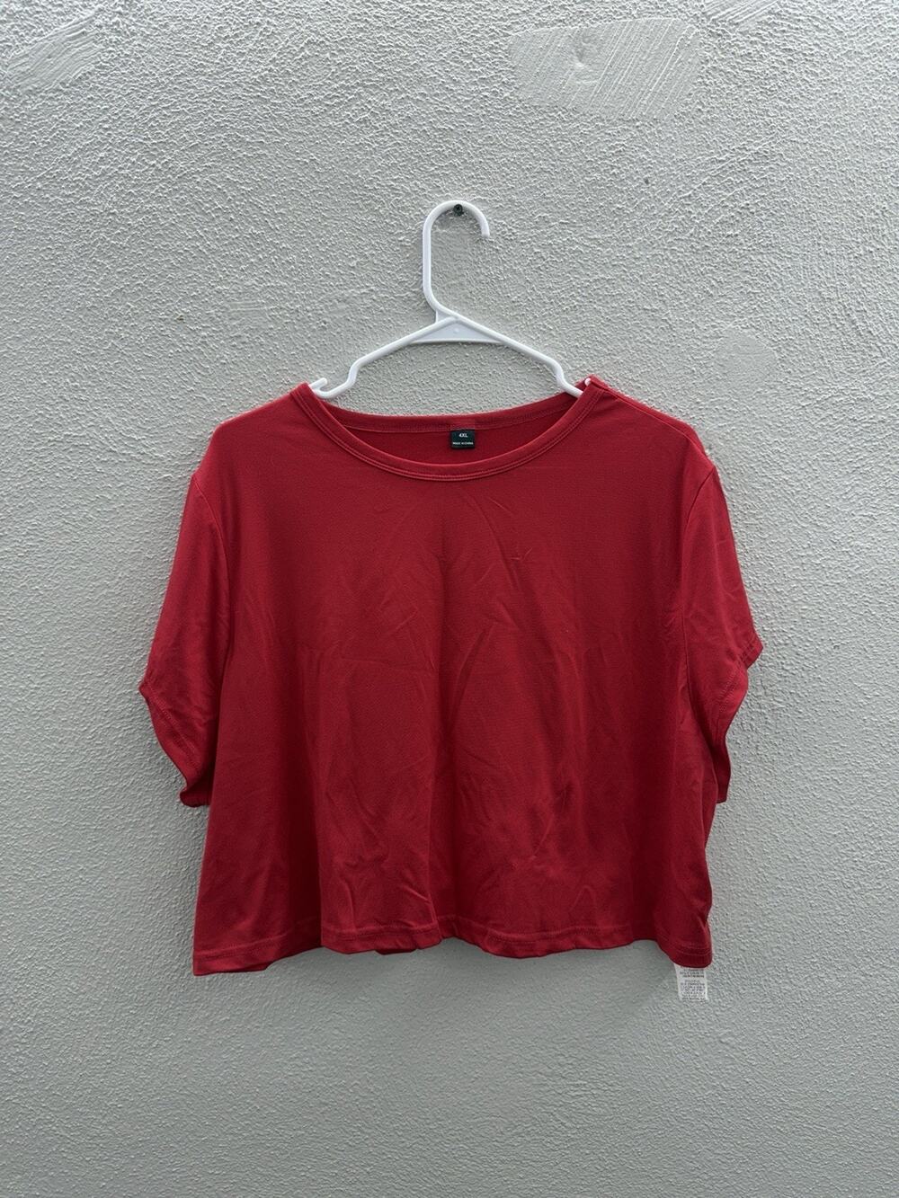 Shein Womens Shirt Size 4XL Red Short Sleeve Cropped Top